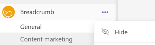 Screenshot Microsoft Teams Hide Teams channel