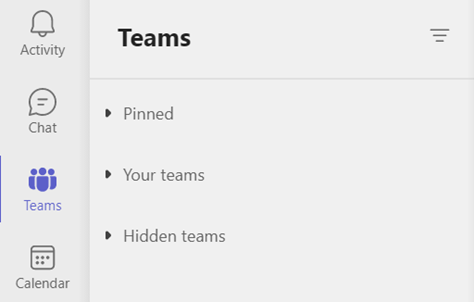 Screenshot Microsoft Teams Collapse view